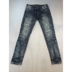 Rock Revival Straight Leg Women's size 24 Logo Pockets and Distressed